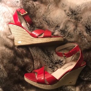 Michael Kors Wedges w/ Red Patent Leather straps